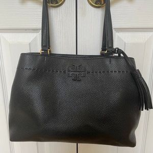 Tory Burch Mcgraw Triple Compartment Tote/BLACK